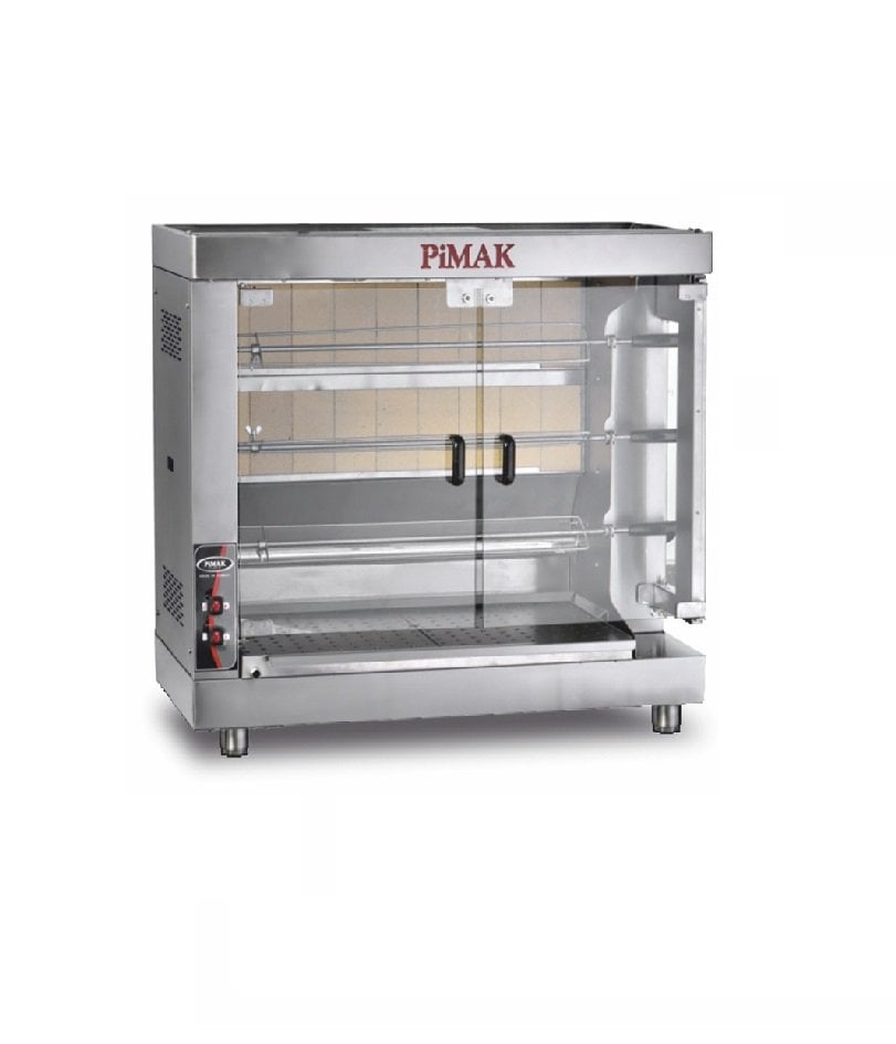 Pimak PI6/M005-K Kollu Piliç Çevirme Makinesi 4 Şiş 20 Piliç Kapasiteli Gazlı