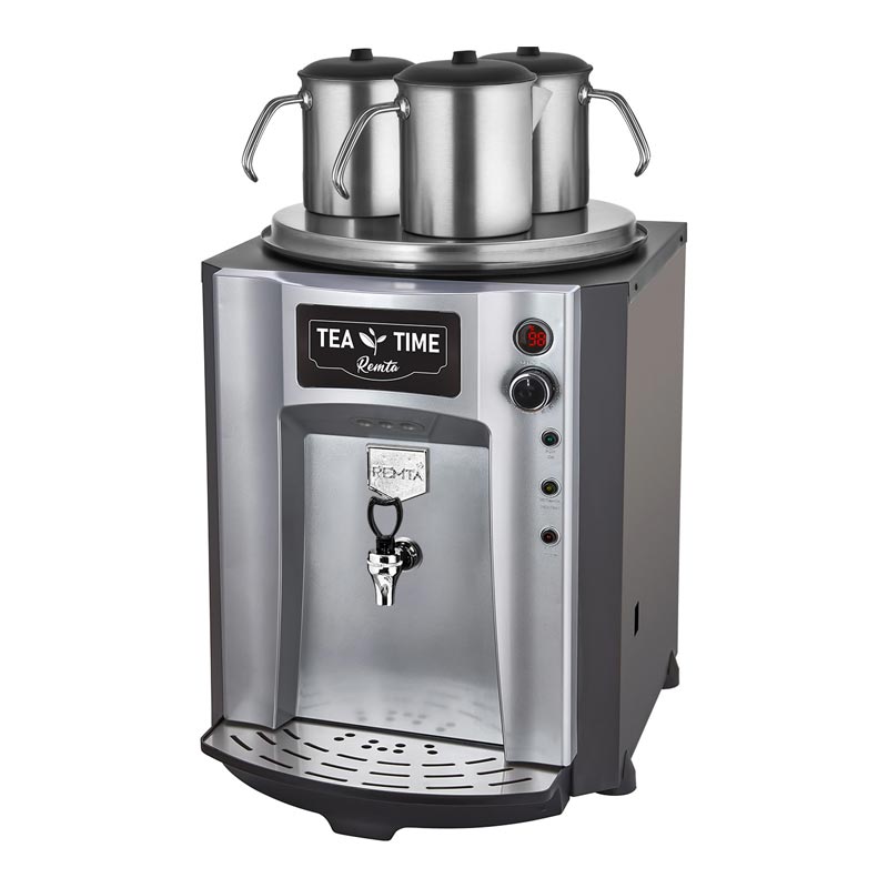 Remta DE10P Premium Jumbo Çay Makinesi, 3 Demlikli, 40 L, Elektrikli, Gri — Remta