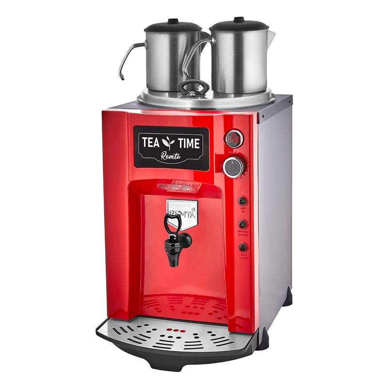 Remta DE12P Premium Jumbo Çay Makinesi, 2 Demlikli, 15 L, Elektrikli, Kırmızı — Remta