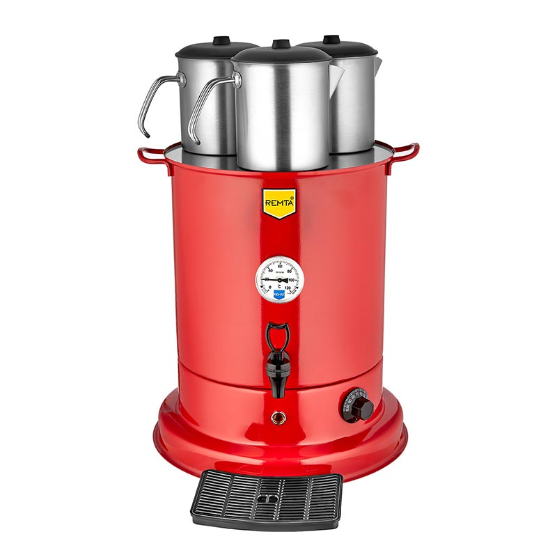 Remta EL10 Elite Çay Makinesi, 3 Demlikli, 28 L, Elektrikli, Kırmızı — Remta