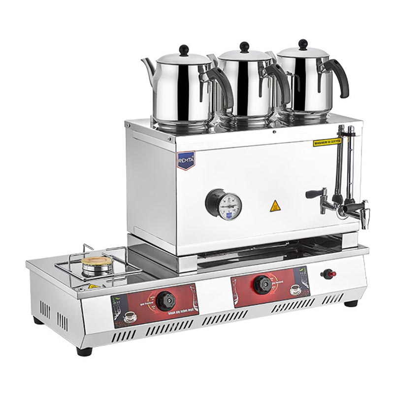 Remta N13(T) 55 Model Kahveci Takımlı Termik Tabanlı Çay Kazanı, 3 Demlikli, 55 L, LPG — Remta