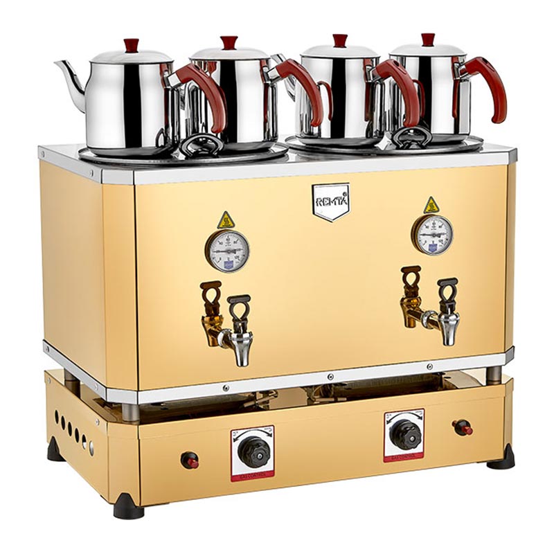 Remta N16(S) Jumbo Şamandıralı Çay Makinesi, 4 Demlikli, 46 L, Elektrikli+Doğalgazlı — Remta