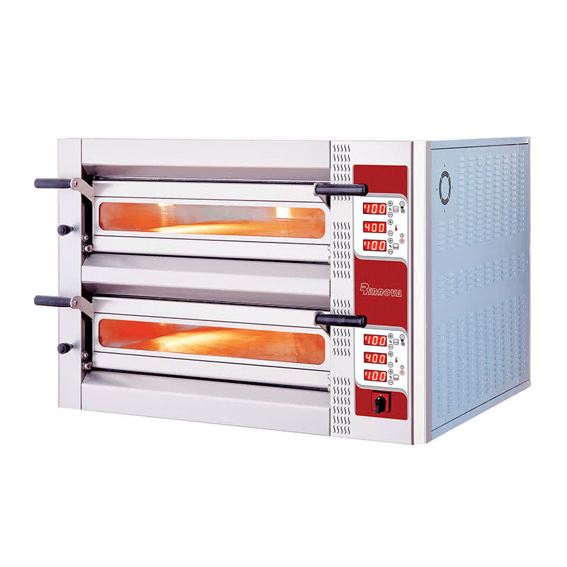 Rinnova 35 cm x 4+4 Pizza Kapasiteli Elektronik Kontrollü Çift Katlı Pizza Fırını, Elektrikli — Rinnova