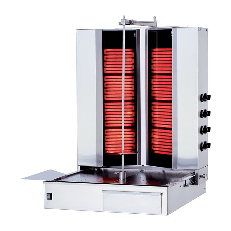 Rinnova KLG171V V Model Döner Ocağı, 4+4 Radyanlı, Elektrikli, Alttan Motorlu, Hareketli Gövde, Camlı