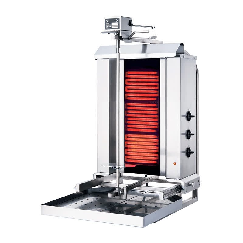 Rinnova KLG230HG Döner Ocağı, 3 Radyanlı, Elektrikli, Üstten Motorlu, Hareketli Gövde, Camlı