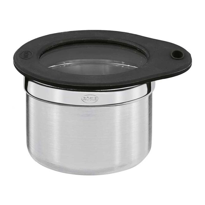 Rösle 16553 Paslanmaz Çelik Silikon ve Cam Kapaklı Saklama Kabı, 0.3 L — Rösle