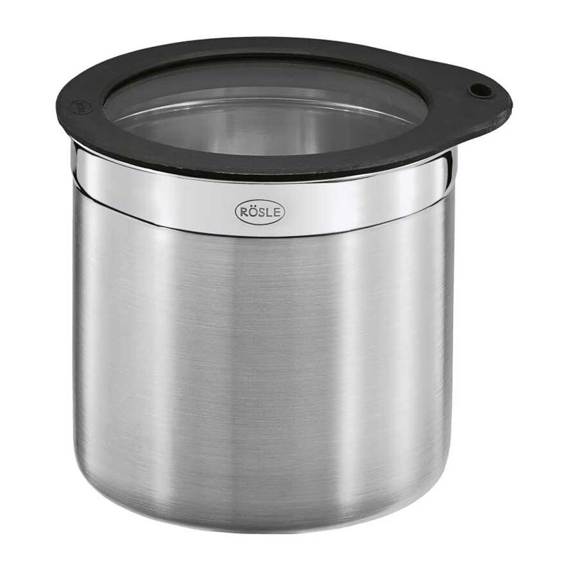 Rösle 16557 Paslanmaz Çelik Silikon ve Cam Kapaklı Saklama Kabı, 1.4 L — Rösle