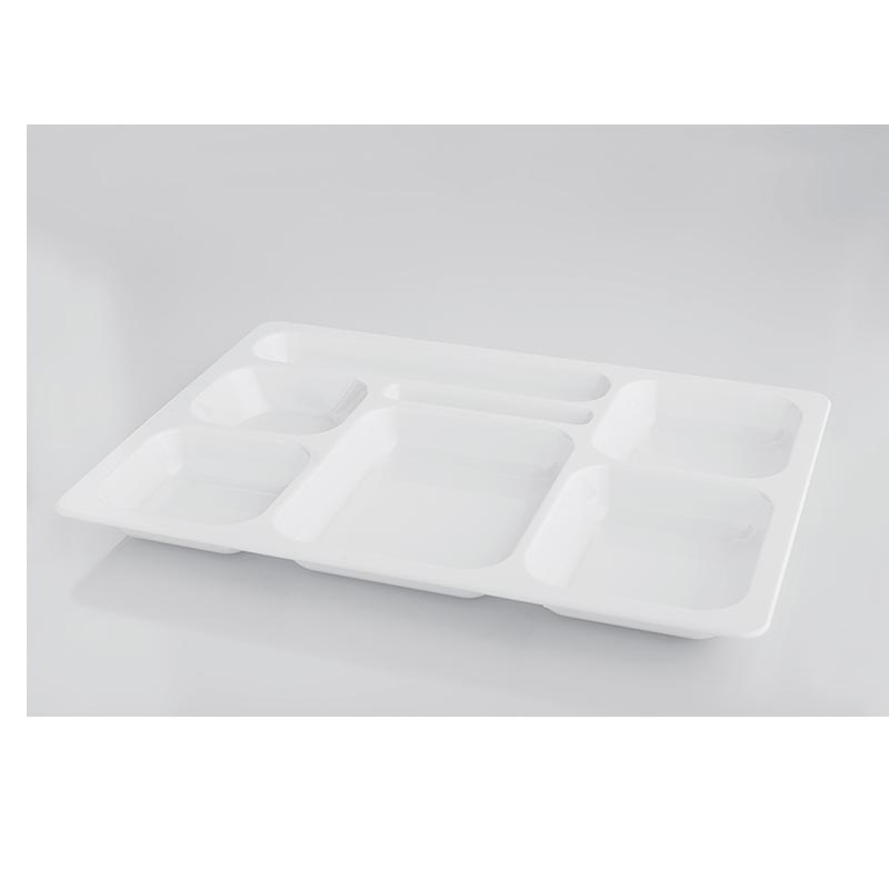 Rubikap 5+1 Gözlü Polikarbonat Tabldot Tepsi, 23x40 cm, Beyaz — Rubikap