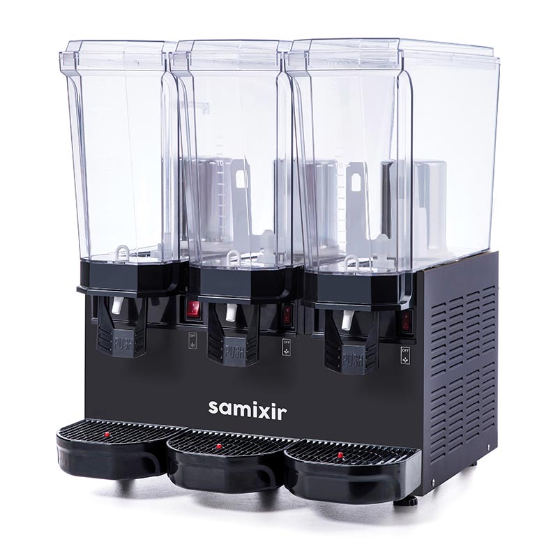 Samixir 60.SMMB Triple Klasik Fıskiyeli Karıştırıcılı ve Karıştırıcılı Soğuk İçecek Dispenseri, 20+20+20 L, Siyah — Samixir — Görsel 2