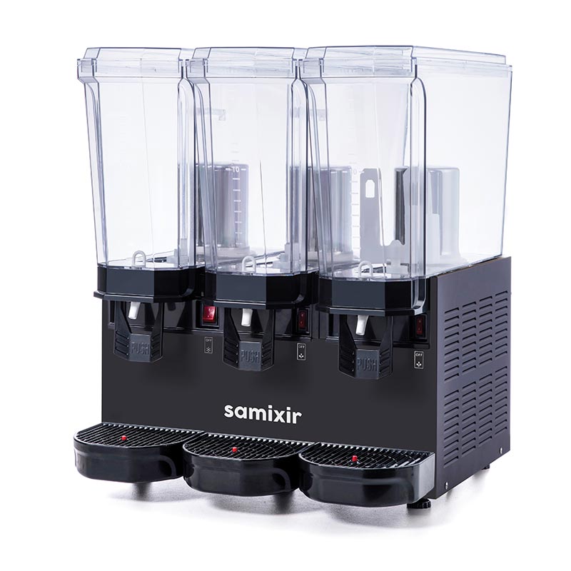Samixir 60.SSMB Triple Klasik Fıskiyeli ve Fıskiyeli Karıştırıcılı Soğuk İçecek Dispenseri, 20+20+20 L, Siyah — Samixir — Görsel 2