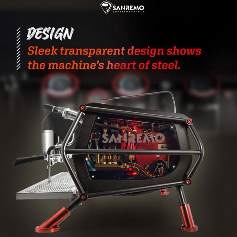 Sanremo Racer Naked Multiboiler Tam Otomatik Espresso Kahve Makinesi, 2 Gruplu, Siyah-Kırmızı — Sanremo — Görsel 4