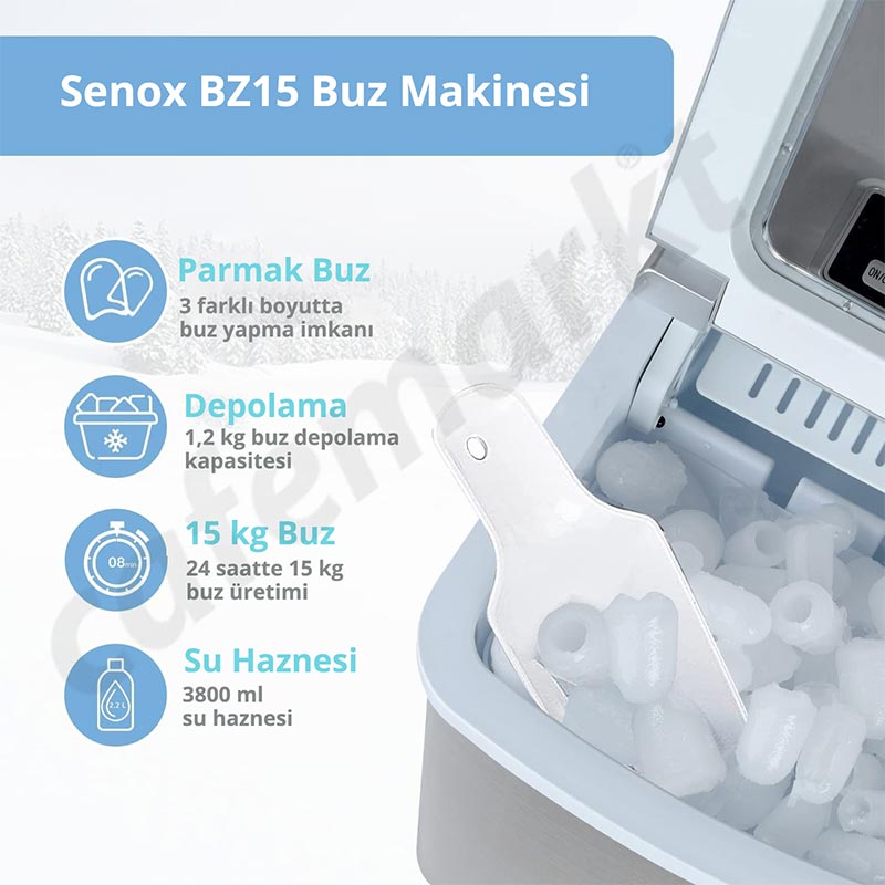 Senox BZ15 Hazneli Parmak Buz Makinesi, 15 kg/gün Kapasiteli — Senox — Görsel 2