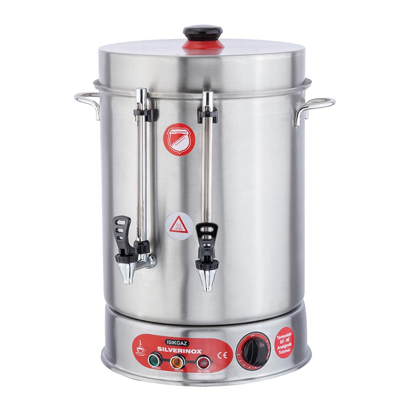 SilverInox 2033 İkazlı Çay Makinesi, Metal Musluklu, 120 Bardak Kapasiteli, 12 L — SilverInox