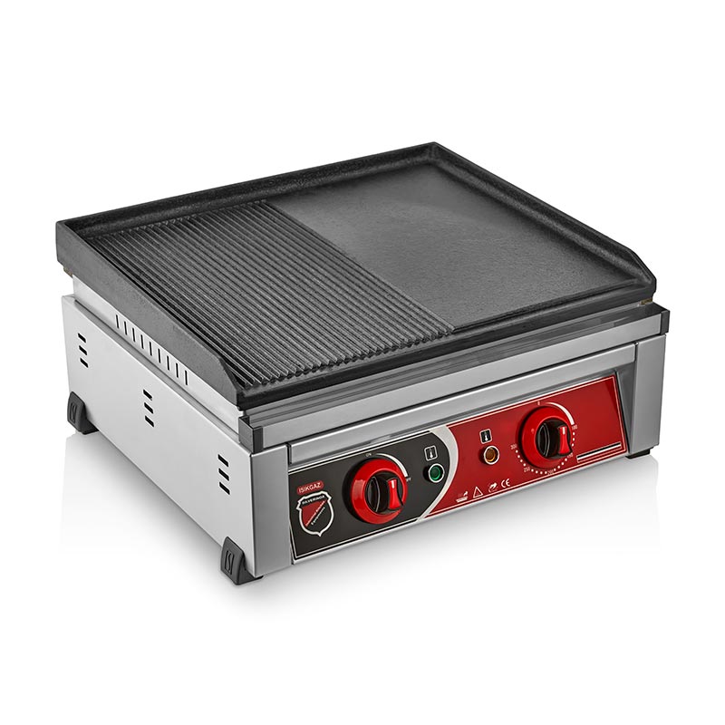 SilverInox 2150 Yarı Oluklu Döküm Izgara, 50 cm, Elektrikli — SilverInox