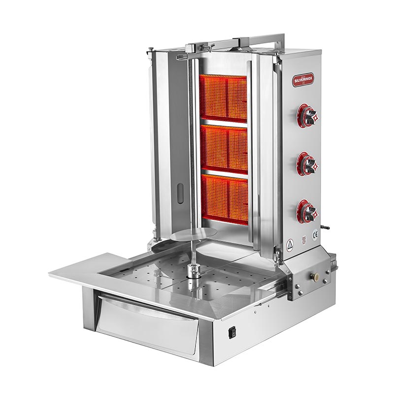 SilverInox 2165-A3 Alttan Motorlu Döner Ocağı, 3 Radyanlı, Doğalgazlı — SilverInox