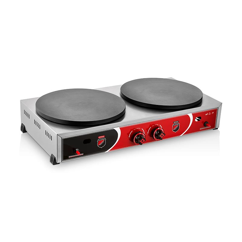 SilverInox 2178-G Pleyt Krep Makinesi, İkili, 40 cm, Doğalgazlı, Inox — SilverInox