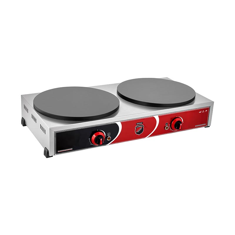 SilverInox 2178 Pleyt Krep Makinesi, İkili, 40 cm, Elektrikli, Inox — SilverInox