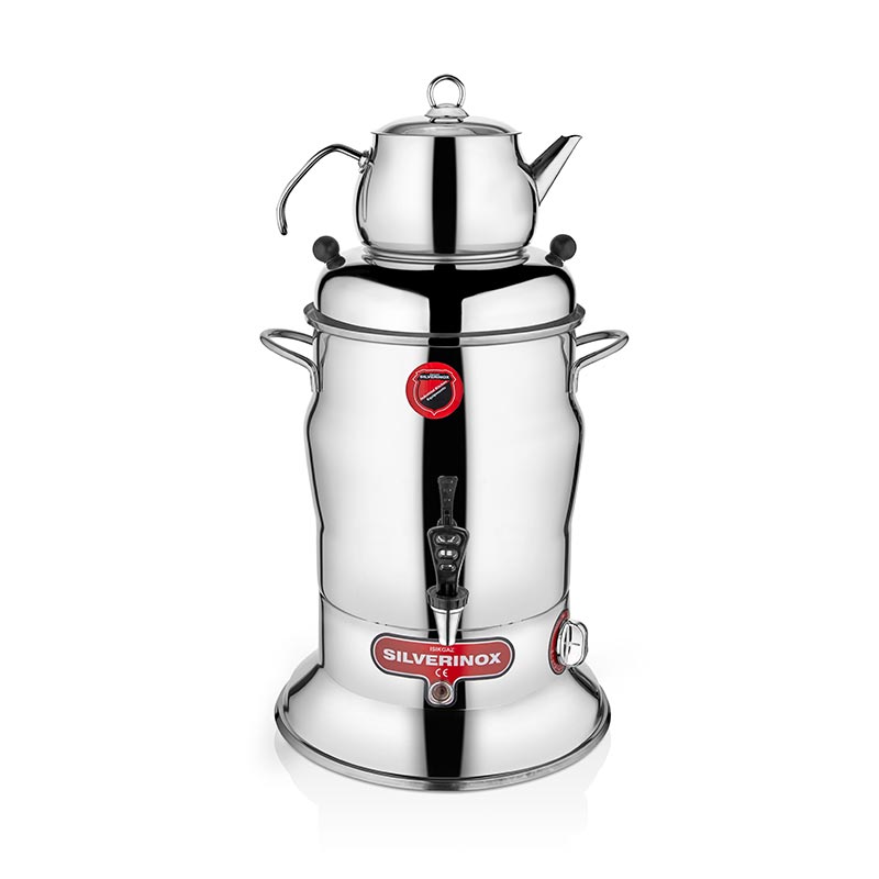 SilverInox 2200-1 Crown Çay Semaveri, Tek Demlikli, 80 Bardak Kapasiteli, 7 L — SilverInox