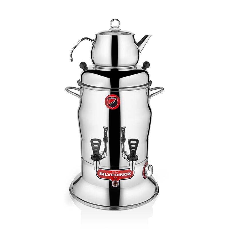 SilverInox 2200 Crown Çay Semaveri, 2 Demlikli, 80 Bardak Kapasiteli, 7 L — SilverInox