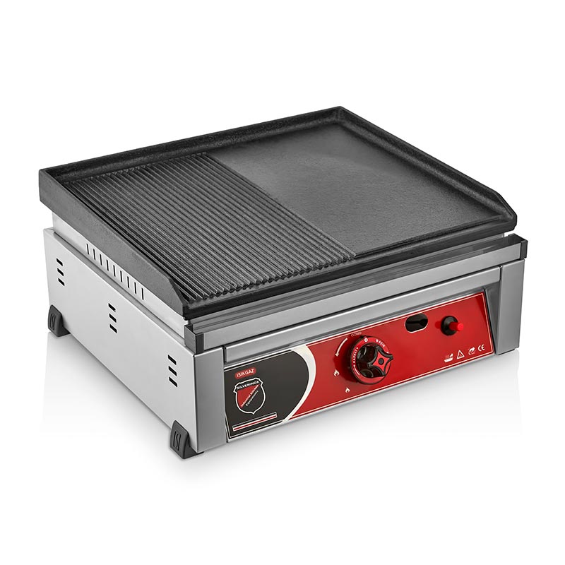 SilverInox 2601 Yarı Oluklu Döküm Izgara, 50 cm, Doğalgazlı — SilverInox