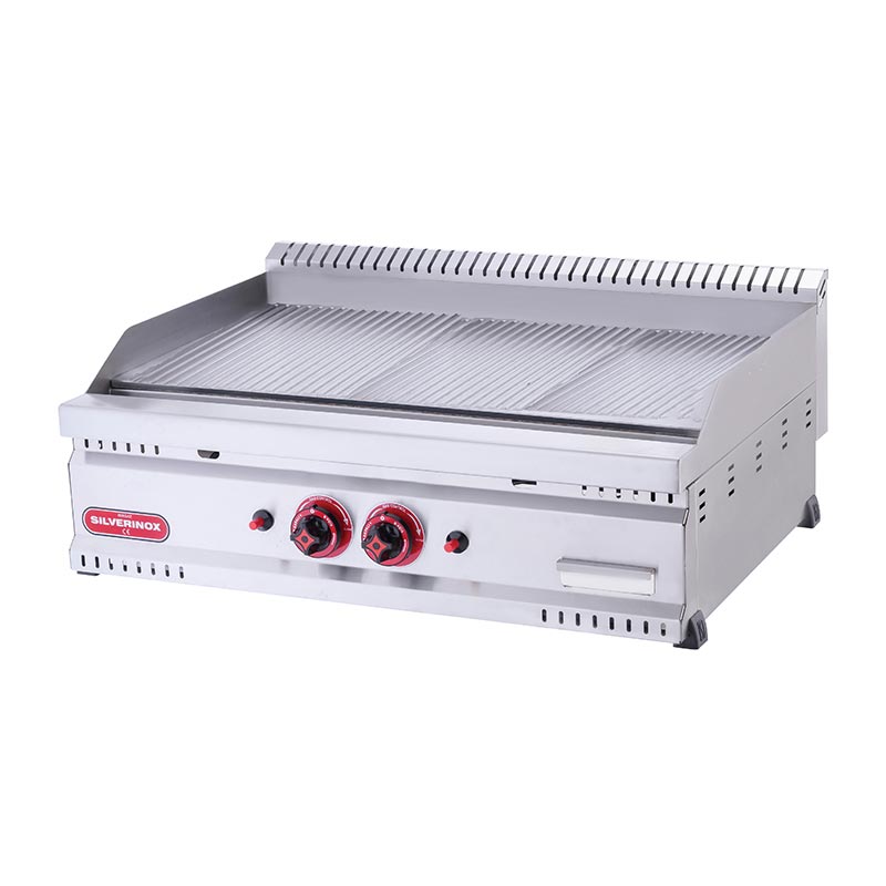 SilverInox PG-60-T 600 Seri Tam Oluklu Izgara, 60x60 cm, Doğalgazlı — SilverInox