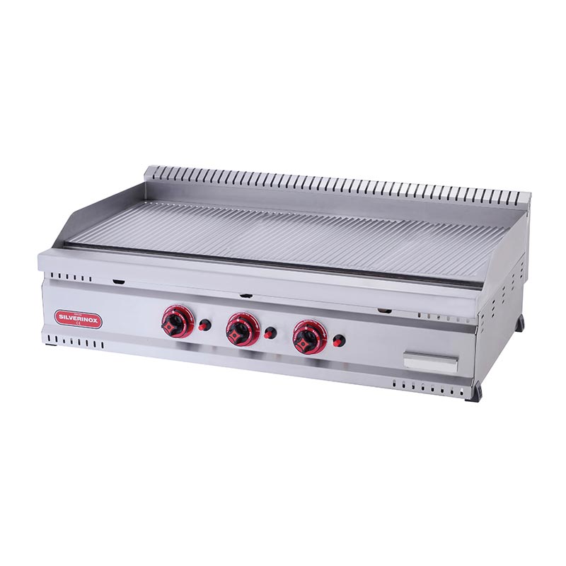 SilverInox PG-80-T 600 Seri Tam Oluklu Izgara, 80x80 cm, Doğalgazlı — SilverInox