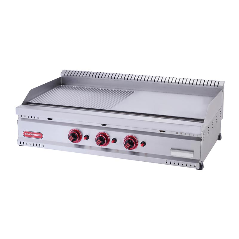 SilverInox PG-80-Y 600 Seri Yarı Oluklu Izgara, 80x80 cm, LPG — SilverInox