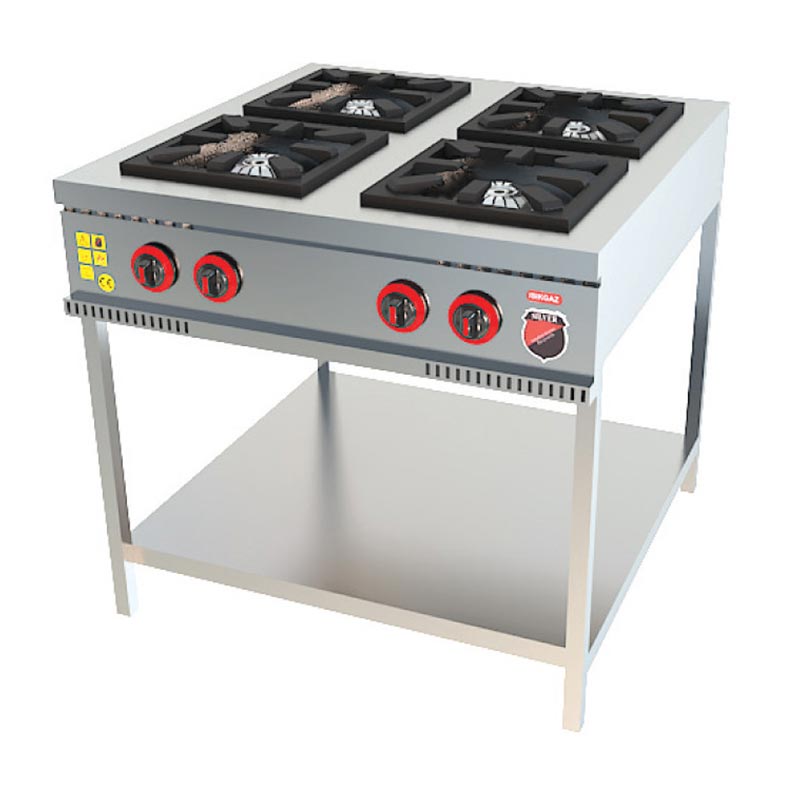 SilverInox TB-4 Taban Raflı Midi Ocak, 4 Gözlü, Doğalgazlı — SilverInox