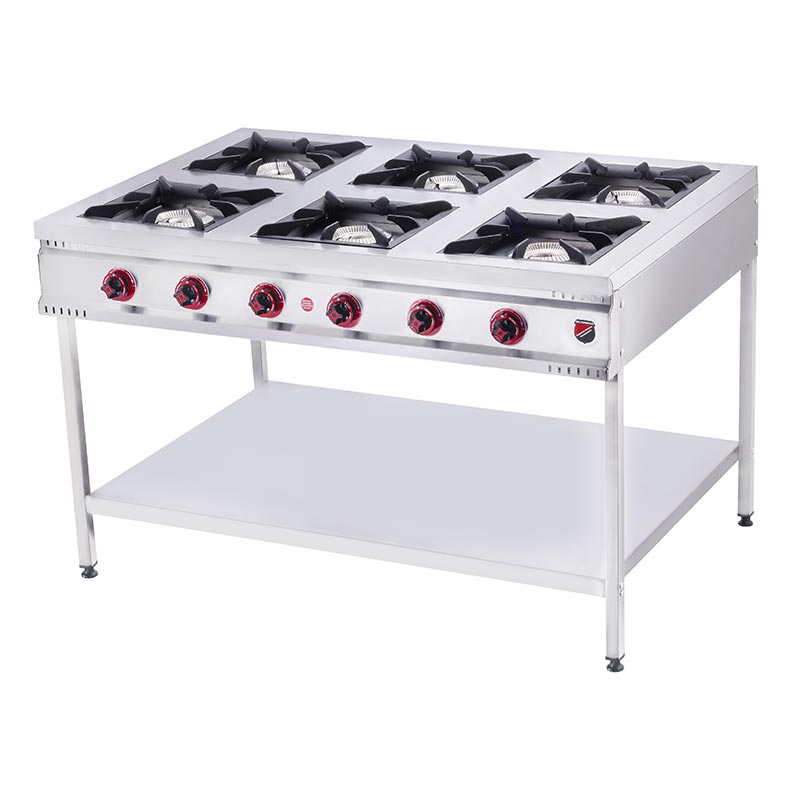 SilverInox TB-6G Taban Raflı 6 Gözlü Midi Ocak, 130x90x85 cm, LPG'li — SilverInox