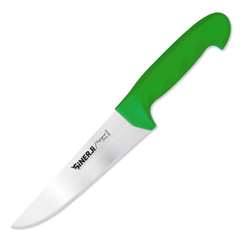Sinerji Fingerprint No 4 Plastik Saplı Kasap Bıçağı, 21 cm, Yeşil — Sinerji