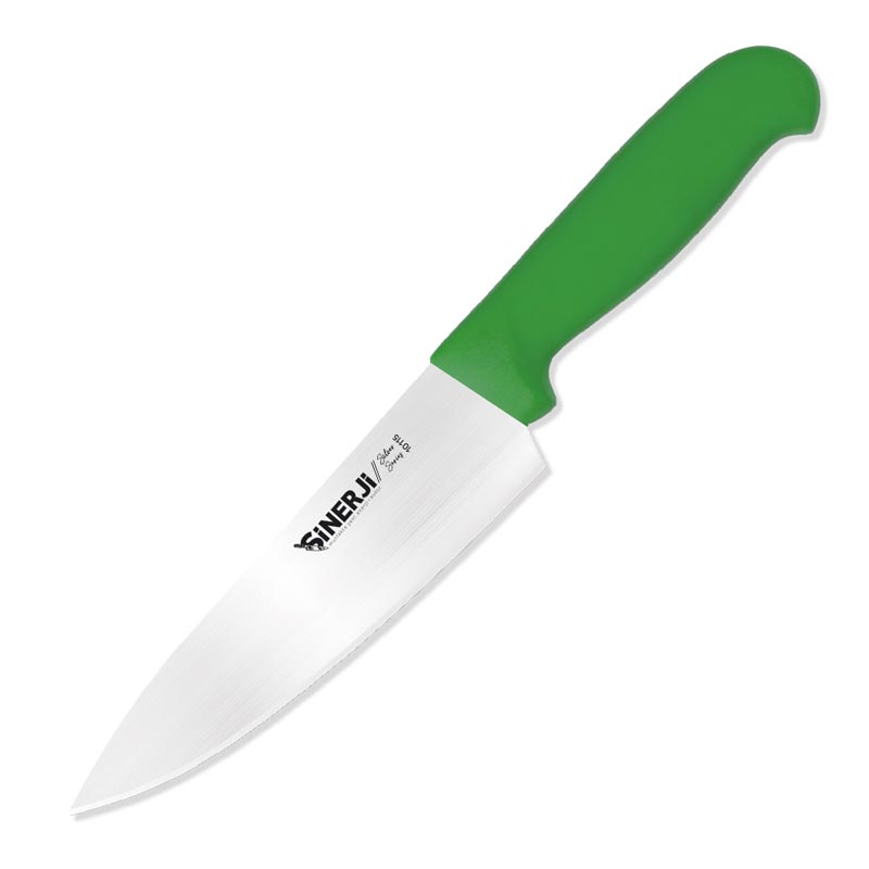 Sinerji Silver No 1 Plastik Saplı Şef Bıçağı, 18 cm, Yeşil — Sinerji