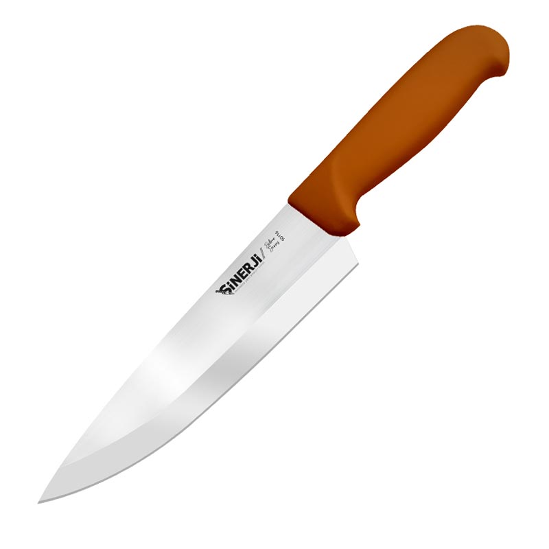 Sinerji Silver No 2 Plastik Saplı Şef Bıçağı, 20.5 cm, Kahverengi — Sinerji