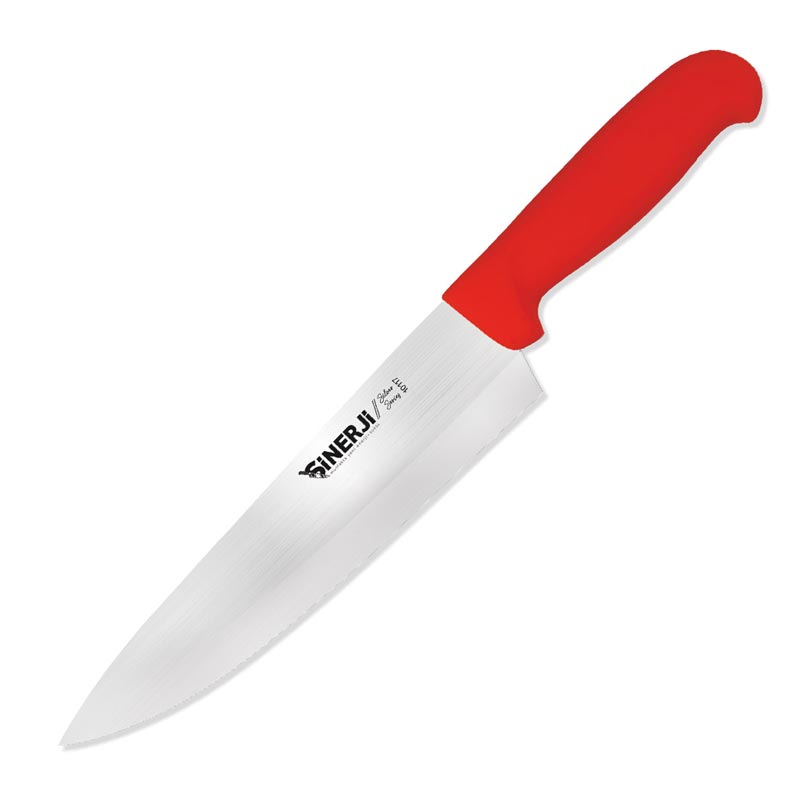 Sinerji Silver No 3 Plastik Saplı Şef Bıçağı, 22.5 cm, Kırmızı — Sinerji