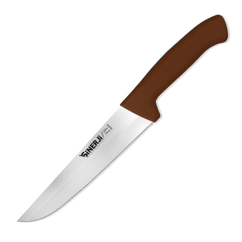 Sinerji Silver No 4 Plastik Saplı Kasap Bıçağı, 21 cm, Kahverengi — Sinerji