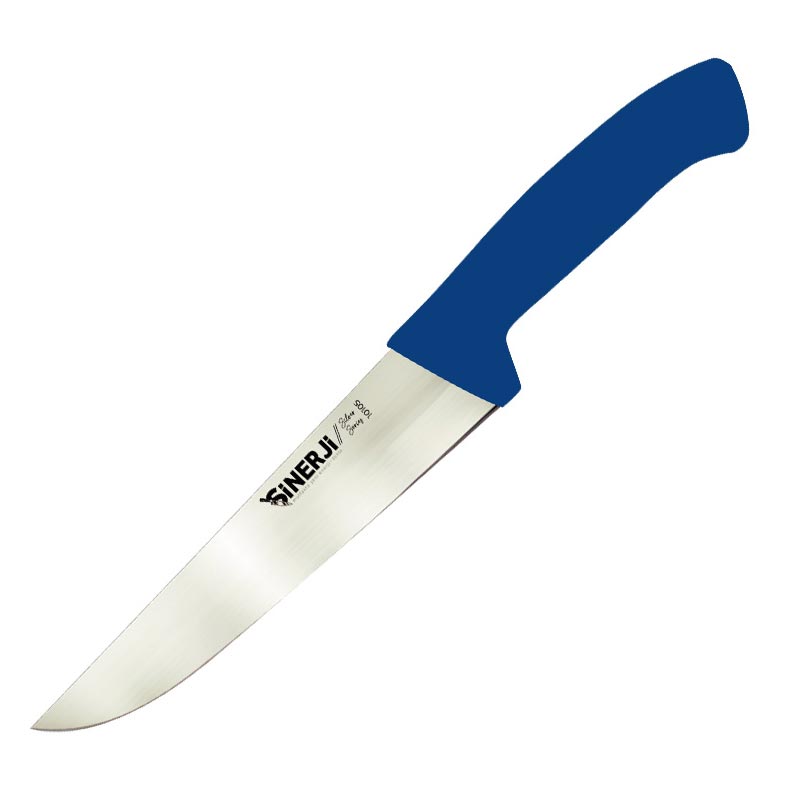 Sinerji Silver No 5 Plastik Saplı Kasap Bıçağı, 25 cm, Mavi — Sinerji