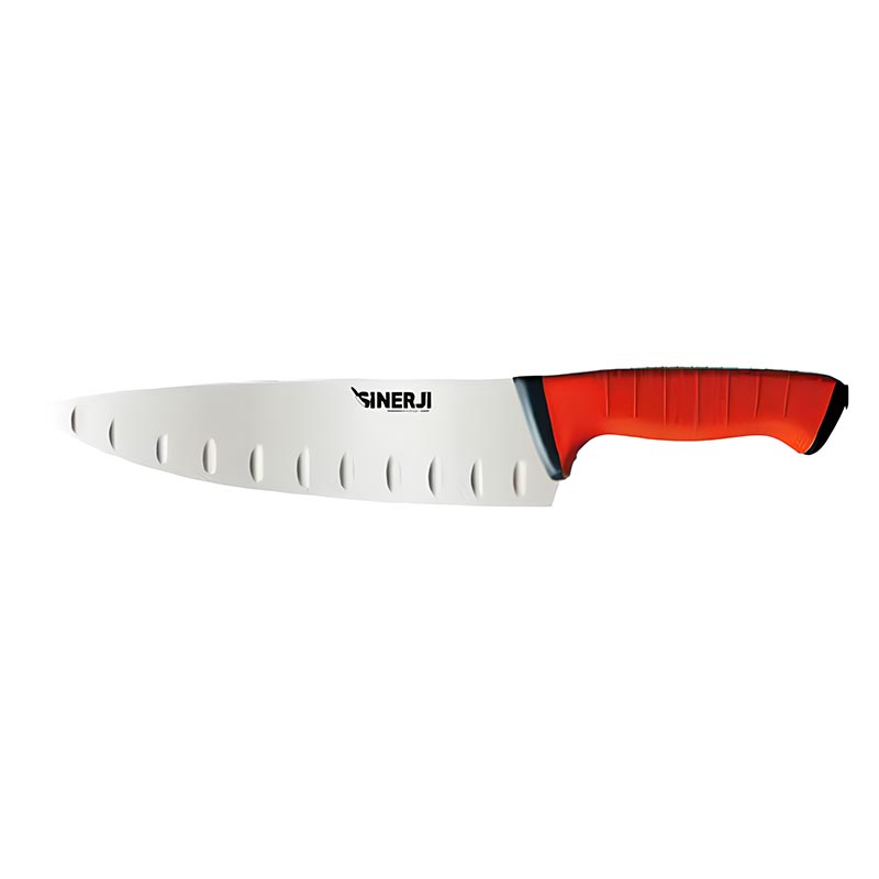 Sinerji Twix Plastik Saplı Oluklu Şef Bıçağı, 21 cm, Kırmızı — Sinerji