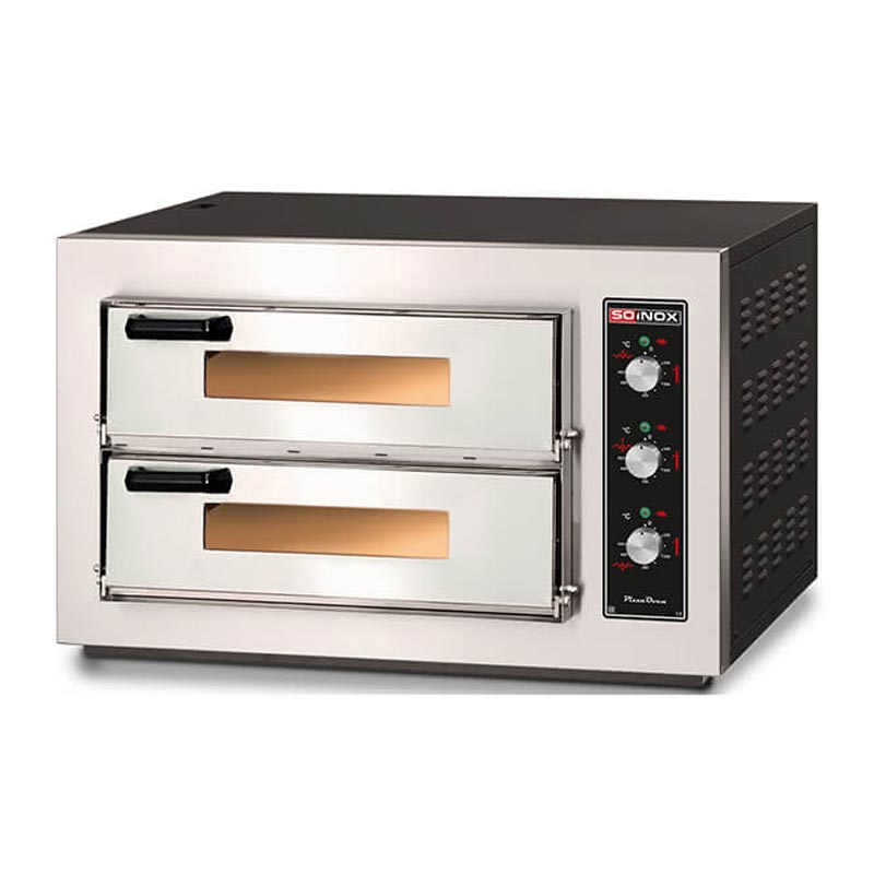 Soinox PM.44 25 cm x 4+4 Pizza Kapasiteli Çift Katlı Pizza Fırını, Elektrikli