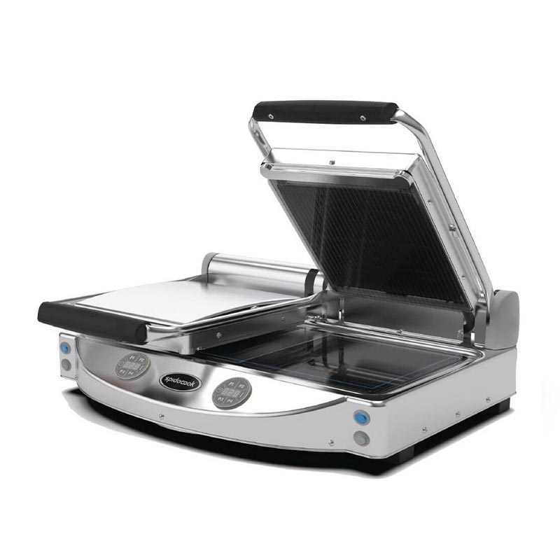 Spidocook SP 020 ER Dijital Tek Taraf Nervürlü Yüzey Seramik Camlı Izgara & Tost Makinesi, Elektrikli