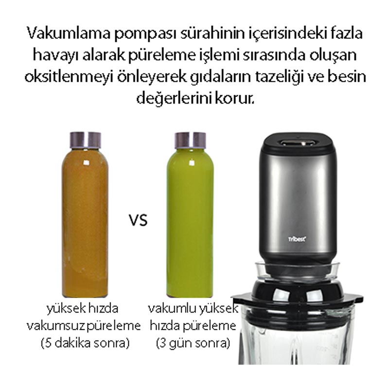 Tribest PBG-5001 Personal Cam Sürahili Vakumlu Blender, 1.2 L, 500 W, Beyaz — Tribest — Görsel 3