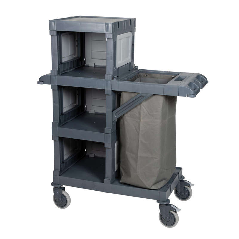 Üçtem AC2401 Alfacart 3 Katlı Kat Arabası, 1 Çöp Bölmeli, 119x57x145 cm — Üçtem