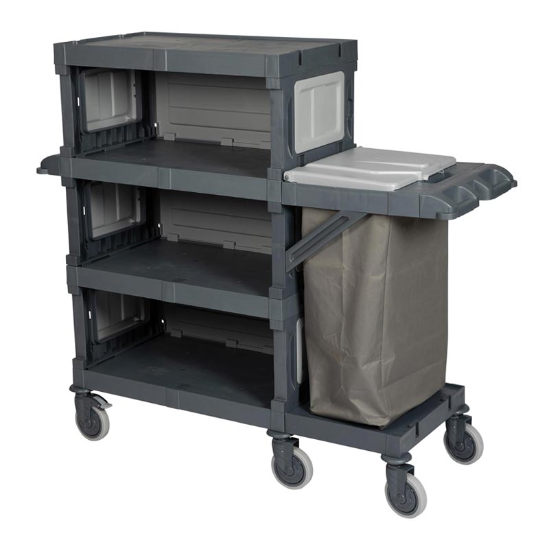 Üçtem AC2418 Alfacart 3 Katlı Kat Arabası, 1 Çöp Bölmeli, 161x57x145 cm — Üçtem