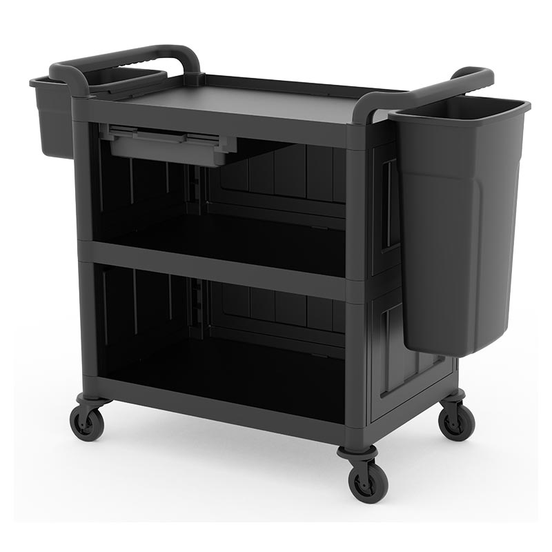 UTP Professional UTP651 Kapalı Çöp ve Çatal Kaşık Aparatlı 3 Katlı Servis Arabası, 130x53x98 cm — UTP Professional — Görsel 2