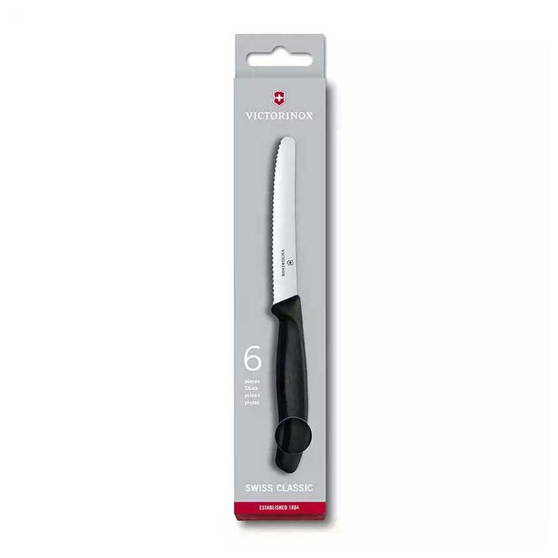 Victorinox Swiss Classic 6.7833.6 6'lı Tırtıklı Domatas ve Sofra Bıçağı, 11 cm, Siyah — Victorinox — Görsel 2