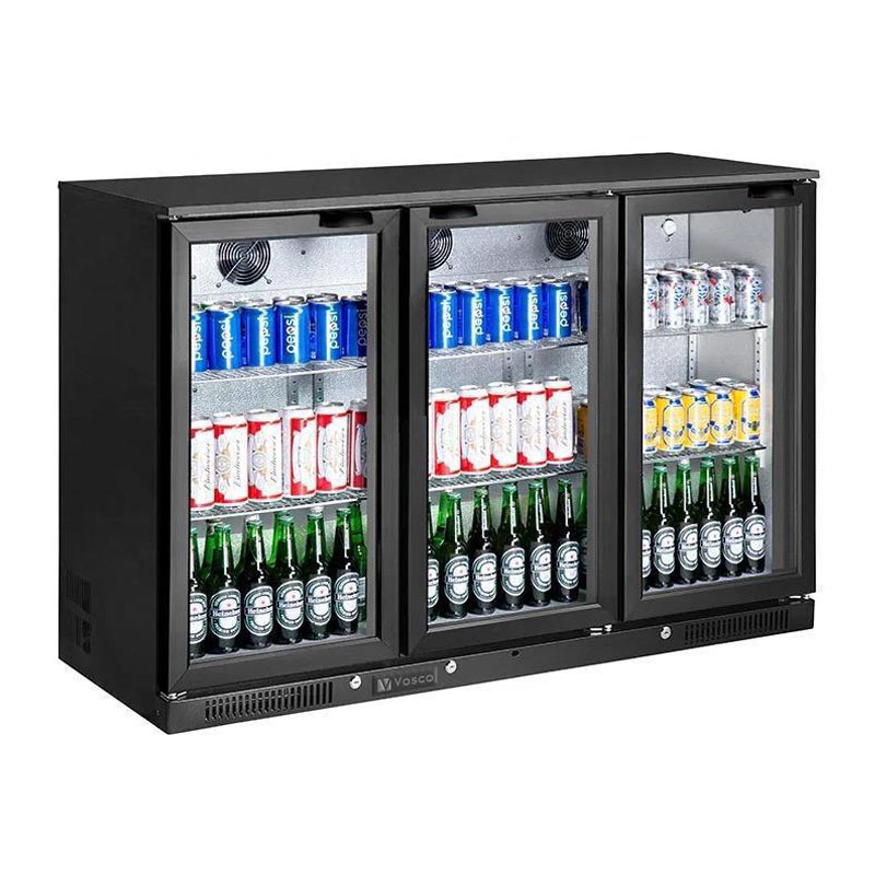 Vosco VBB-S350 3 Kapılı Bar Arkası Şişe Soğutucu Dolap, 338 L, Siyah — Vosco