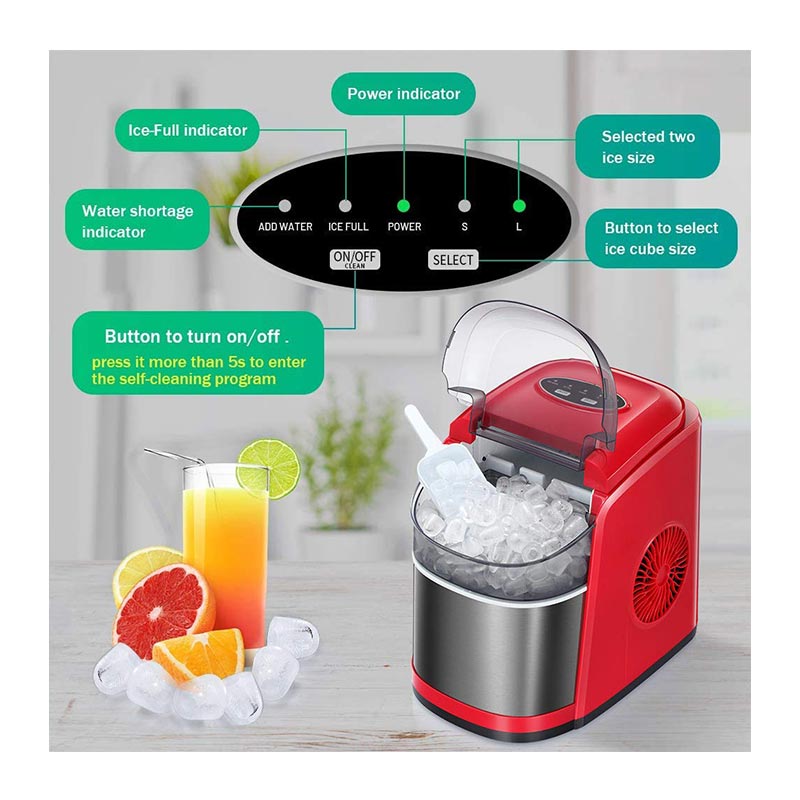 Vosco VSCB-12B Hazneli Ev Tipi Parmak Buz Makinesi, 12 kg/gün Kapasiteli, Kırmızı — Vosco — Görsel 3
