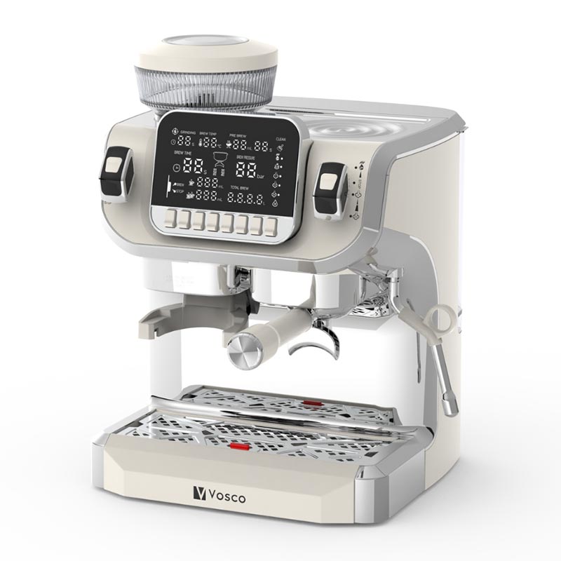 Vosco VST-520ECB Öğütücülü Barista Espresso Kahve Makinesi, 1 Gruplu, Beyaz — Vosco — Görsel 2