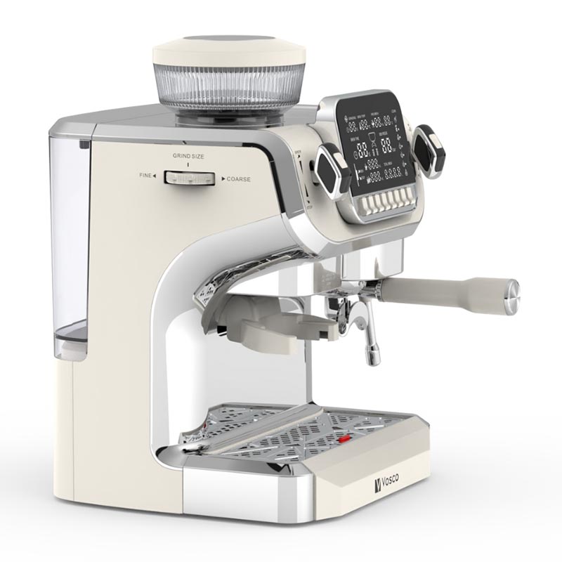 Vosco VST-520ECB Öğütücülü Barista Espresso Kahve Makinesi, 1 Gruplu, Beyaz — Vosco — Görsel 3