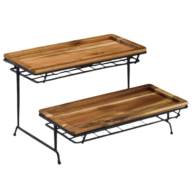 Zicco CH-0029 Metal Ayaklı Ahşap Teşhir Standı, 30x30x18 cm