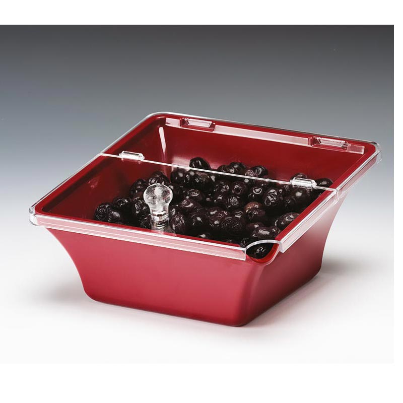 Zicco K-300 Kapaklı Melamin Teşhir Kase, 22x22x8-11 cm, Kırmızı — Zicco