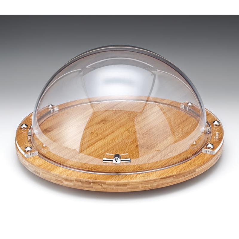 Zicco ZCP-530 Ahşap Altlı Rolltop Kapaklı Polikarbon Fanus, 46 cm